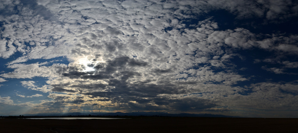Spotted Backlit Afternoon Clouds, Panoramic