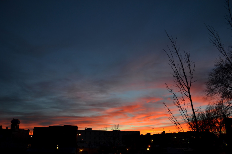 Wispy colorful winter sunset