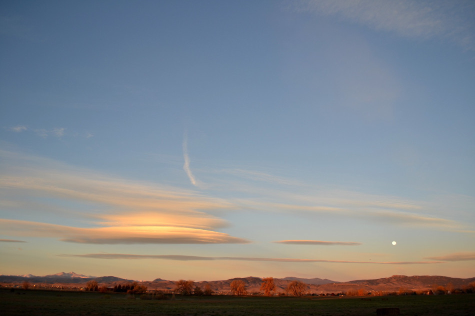 Lenticular Clouds & Moon at Sunrise
