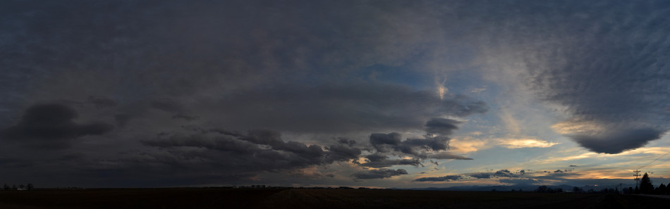 Hazy Sunset with Various Clouds, Panoramic