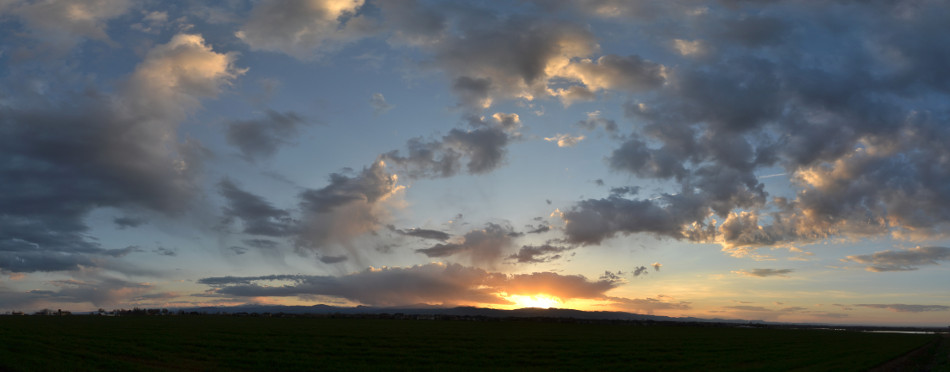 Orange Sunset with Small Rain Clouds, Panoramic