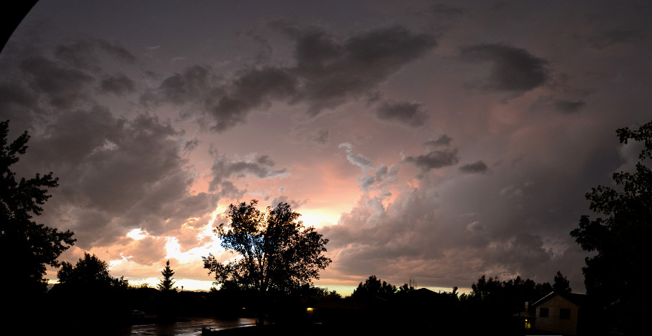 Passing Thunderstorm Pink Sunset, Panoramic