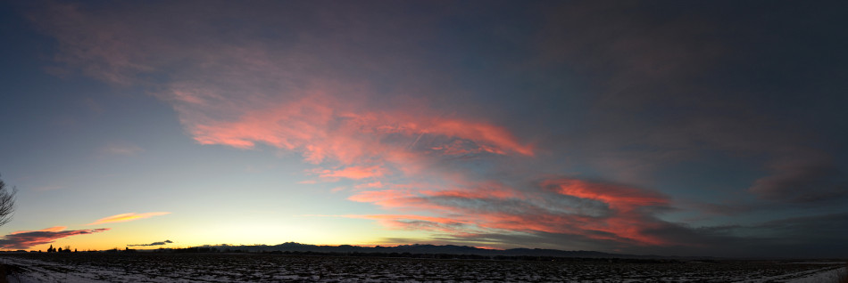 Pink Cirrus Winter Sunset Panoramic