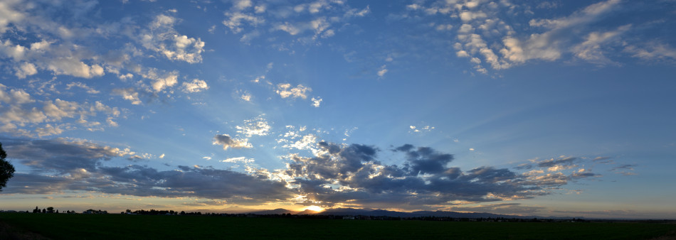 Pastel Sunset, Crepuscular Rays Panoramic